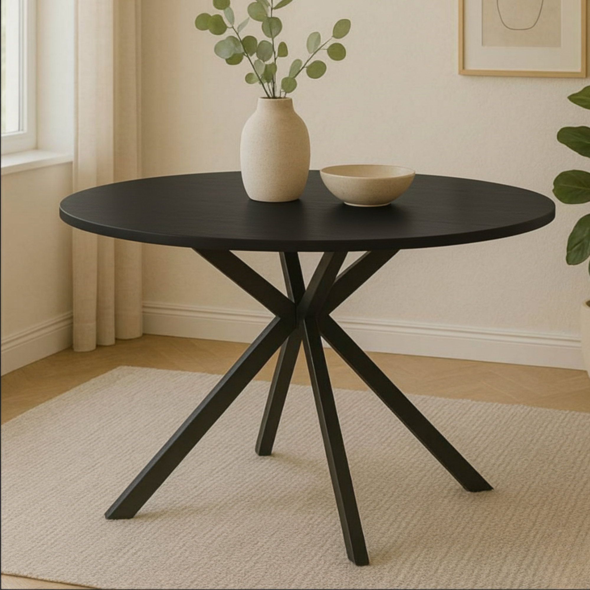 Frances Wood Dining Table: Black Ash Veneer